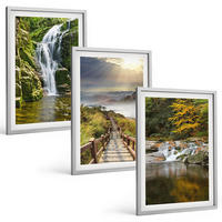 BILDER SET 3er Set - 40x60 cm Silberner Rahmen - Wasserfälle, Berge, Wolken, Herbst - Silberfarben, Kunststoff (40/60cm) - TULUP