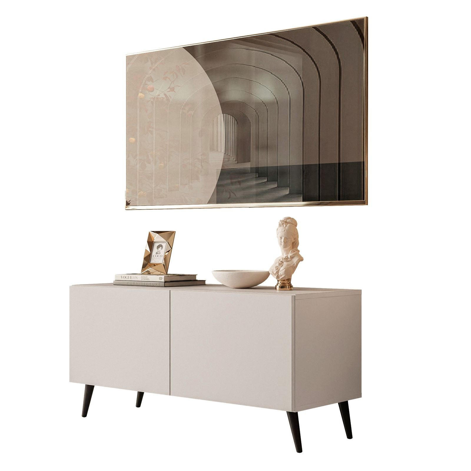 TV-LOWBOARD COLGANTE 100 cm Kaschmir auf Schwarz Beinen - Kaschmir/Schwarz, Holzwerkstoff/Metall (100/49/40cm) - Lookway