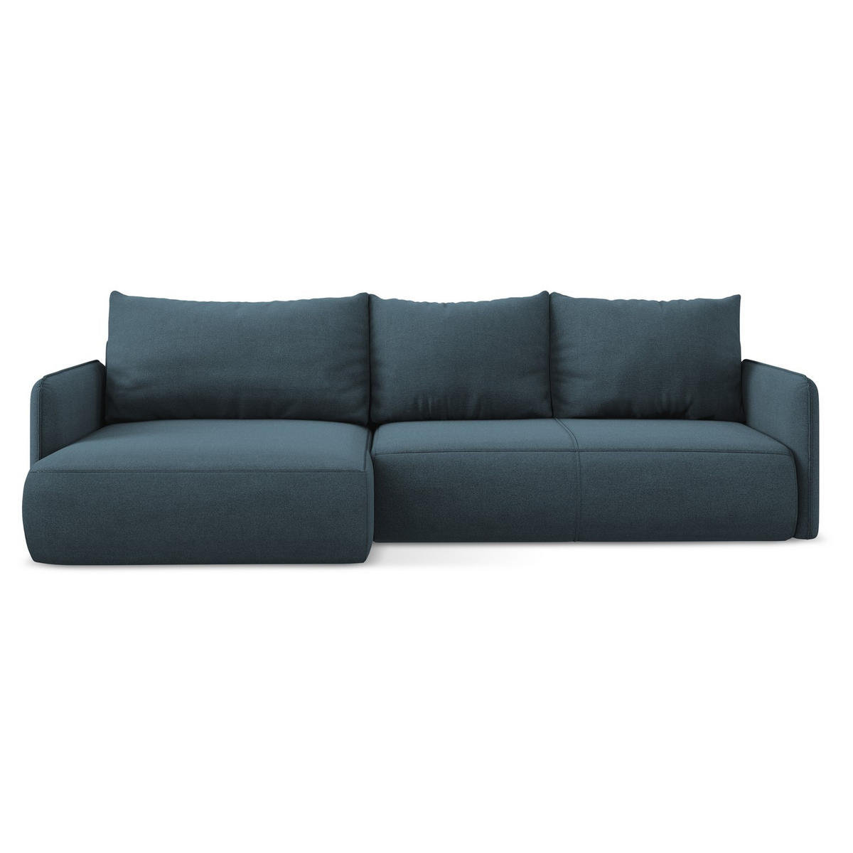 ECKSOFA mit Schlaffunktion Strukturstoff Stoff Blau - Blau/Blaugrau, Kunststoff/Textil (148/240cm) - LaMiaSofa