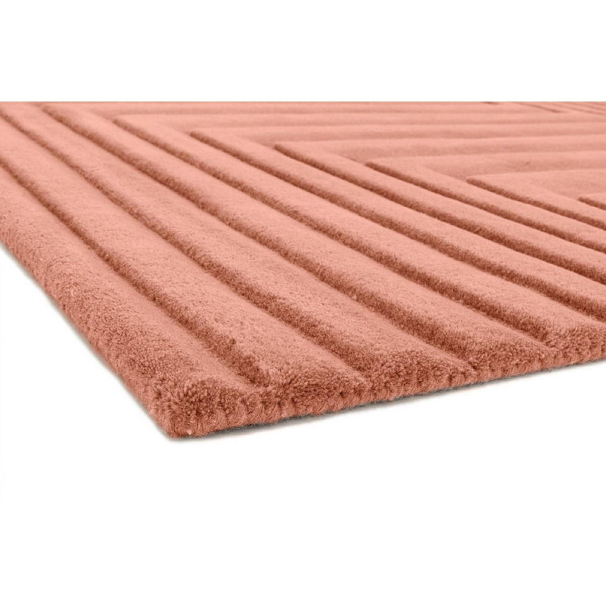 TEPPICH Einfarbiger aus reiner Wolle, handgetuftet, Reliefmuster SQUARE Rosa 120 x 170 cm - Pink, Naturmaterialien (120/170cm) - Novatrend