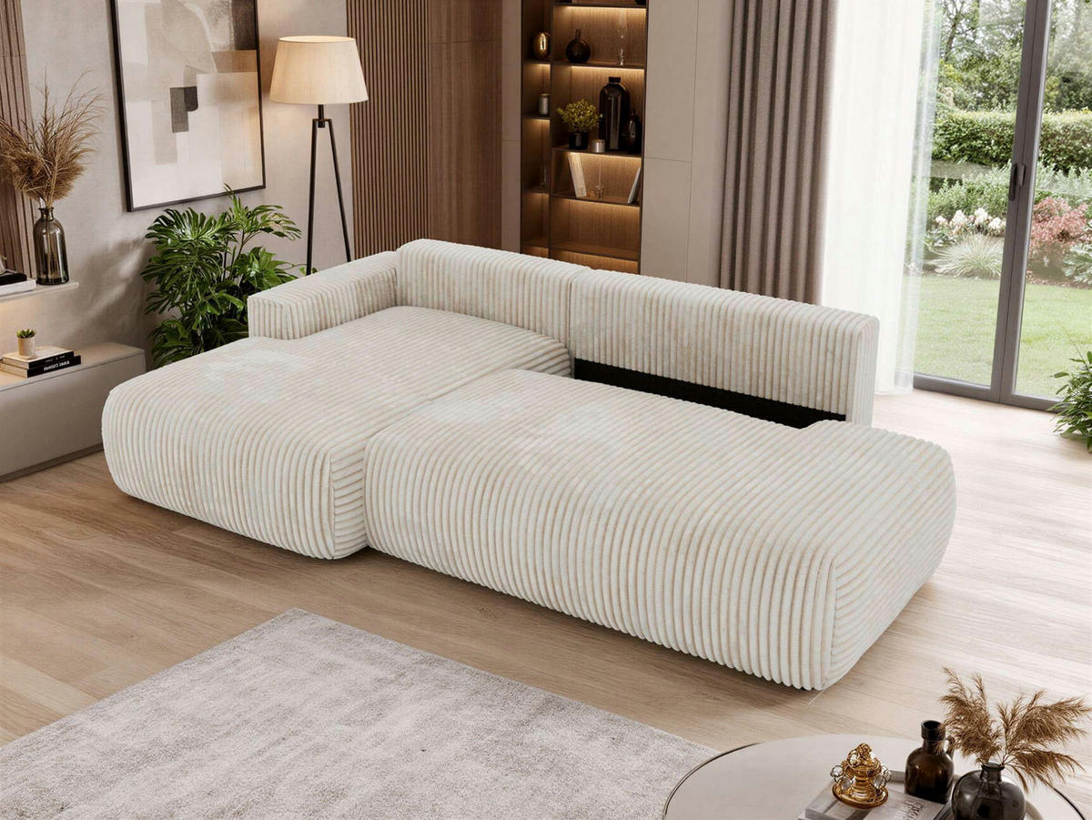 ROHOVÁ SEDAČKA TAREN L Béžová Manšestr - ľavá strana - čierna/béžová, textil/plast (170/292cm) - MKS