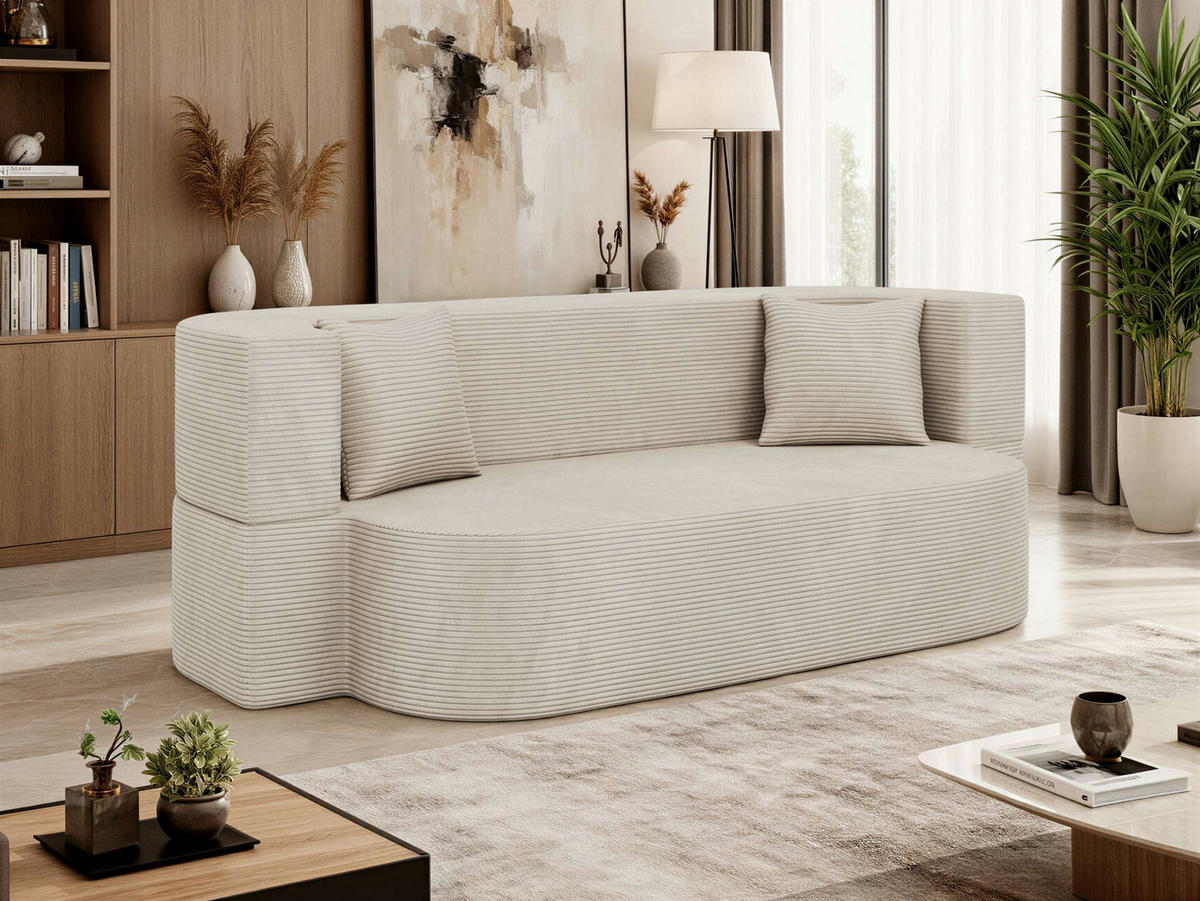 TROJMIESTNA POHOVKA OVELA Krémová Manšester - krémová, textil (200/70/100cm) - MKS