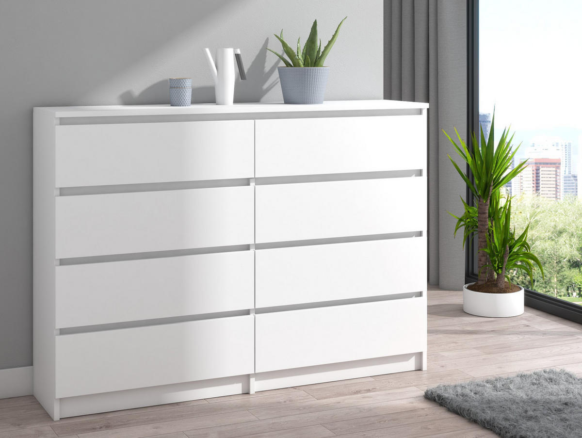 KOMMODE bella8 140 Weiss - Weiß, Holzwerkstoff (140/98/35cm) - roe furniture
