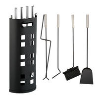 5-TLG.KAMINBESTECK-SET - Schwarz, Metall (22/61/15cm) - Relaxdays