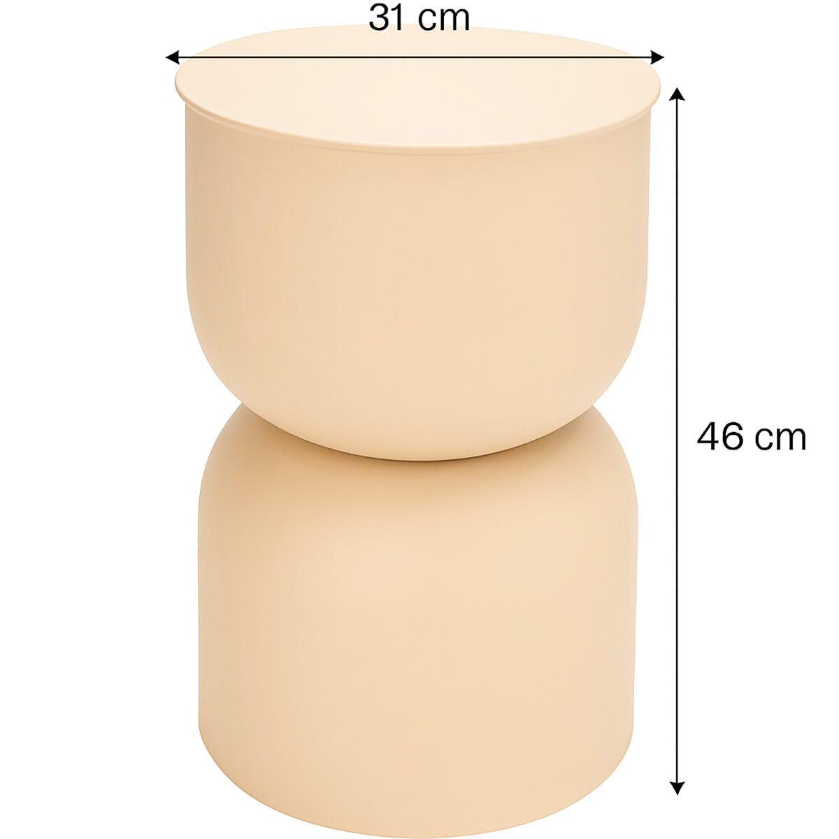 SÄULENTISCH matt Disa Sand 31/31/46 cm - Beige, Metall (31/31/46cm) - Home Styling Collection