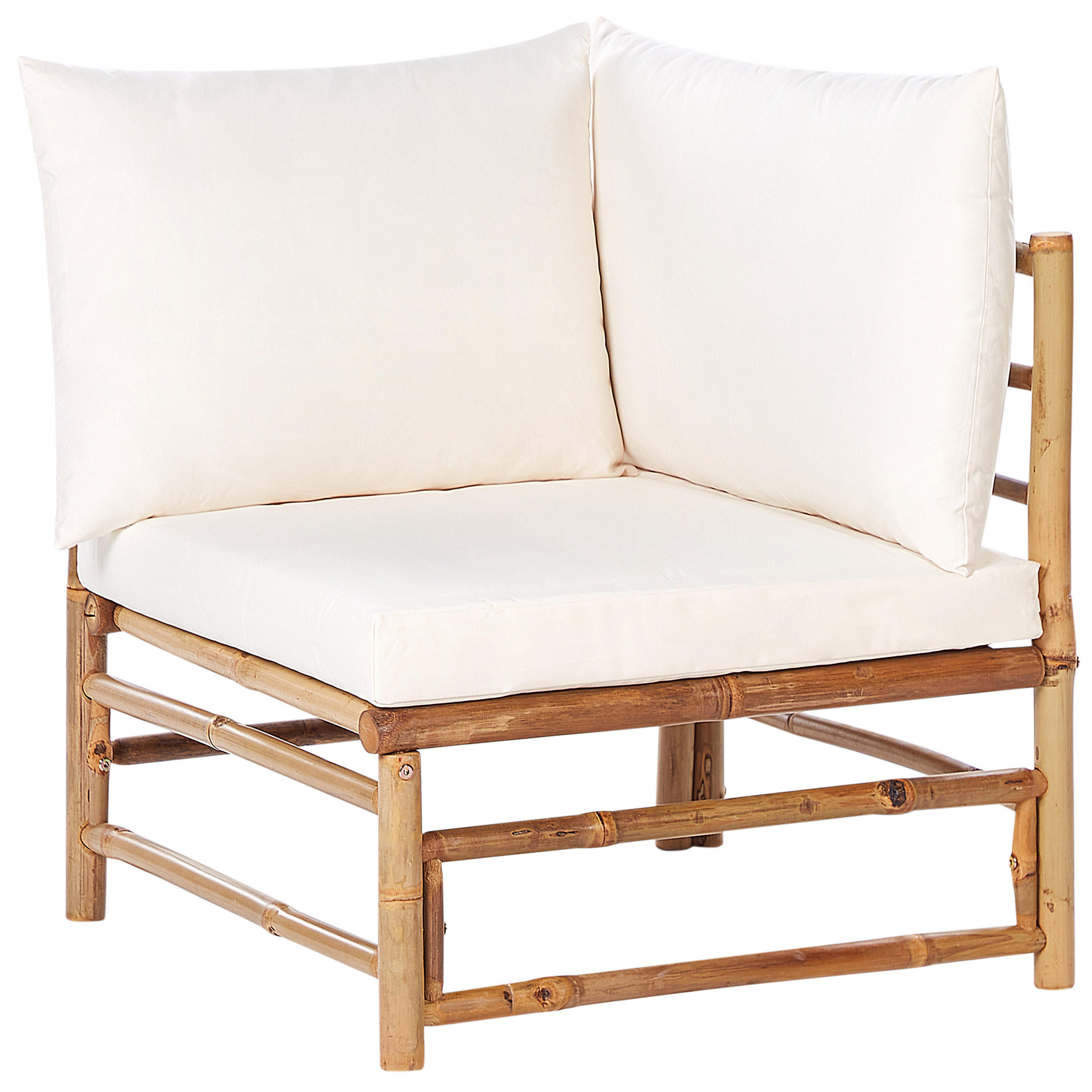 LOUNGE SET 5-Sitzer Bambusholz hellbraun 3-teilig Auflagen cremeweiß Cerreto - Creme, Holz - Beliani
