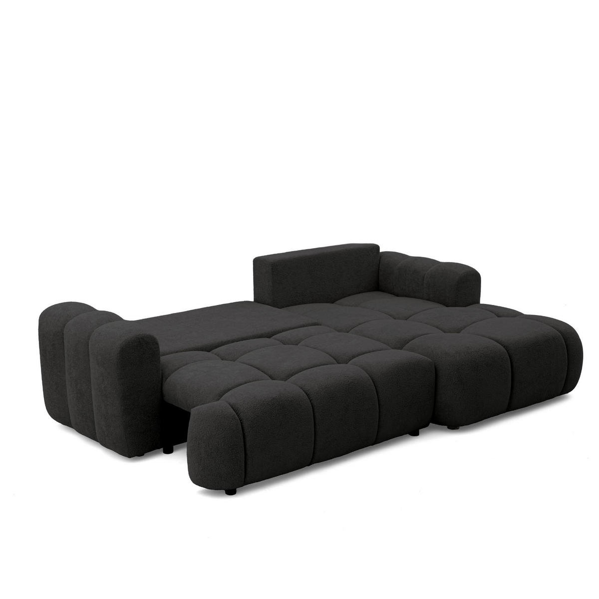 ECKSOFA CALM L Rechts mit Schlaffunktion 140x215 Webstoff schwarz - Schwarz, Holz/Kunststoff (151/261cm) - Muffo