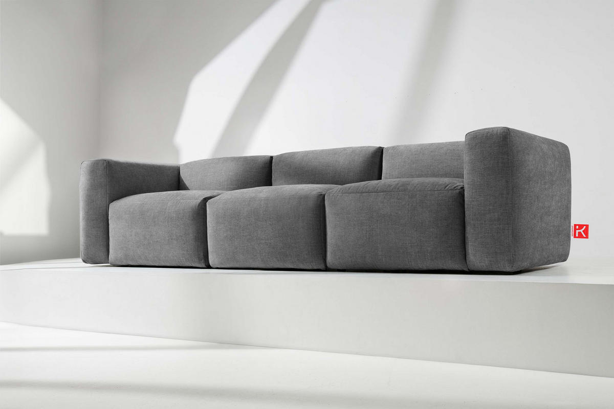3-SITZER-MODULSOFA BUFFO mit extrem weicher und bequemer Sitzfläche, Gewebestoff, aschfahl - Grau, Textil (290/73/96cm) - KONSIMO®