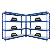 SCHWERLASTREGAL Rhino 2er-Set 200x200x60 cm 4 Melamin-Ebenen 16mm Fachlast 500 kg Blau - Blau, Metall (400/200/60cm) - PROREGAL