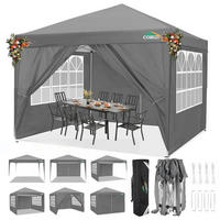 FALTPAVILLON 3x3m Tief Grau Wasserdicht mit 4 Seitenwänden - Grau, Textil (300/260/300cm)