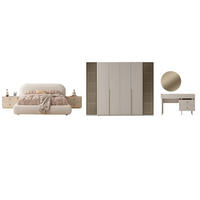 BETTANLAGE ALASKA Schlafzimmer-Set, 5-teilig, Creme, Bett mit Kopfteil, 2 Nachttische, Kleiderschrank und Kommode - Creme, Holzwerkstoff (160/200cm)