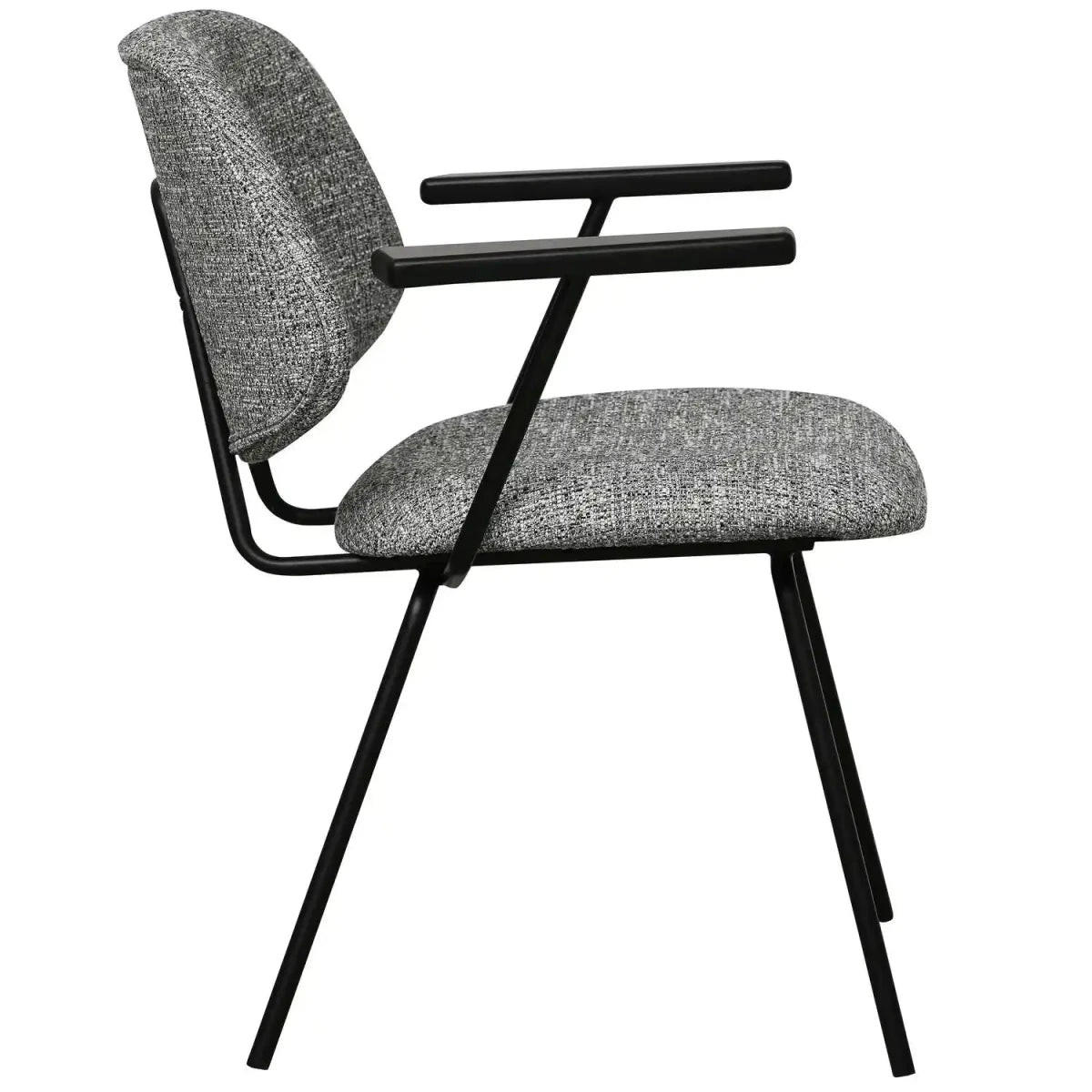 ARMLEHNSTUHL-SET 6 Stück in Teddystoff Grau - Schwarz/Grau, Textil/Metall (50/82/58cm) - Furnhouse