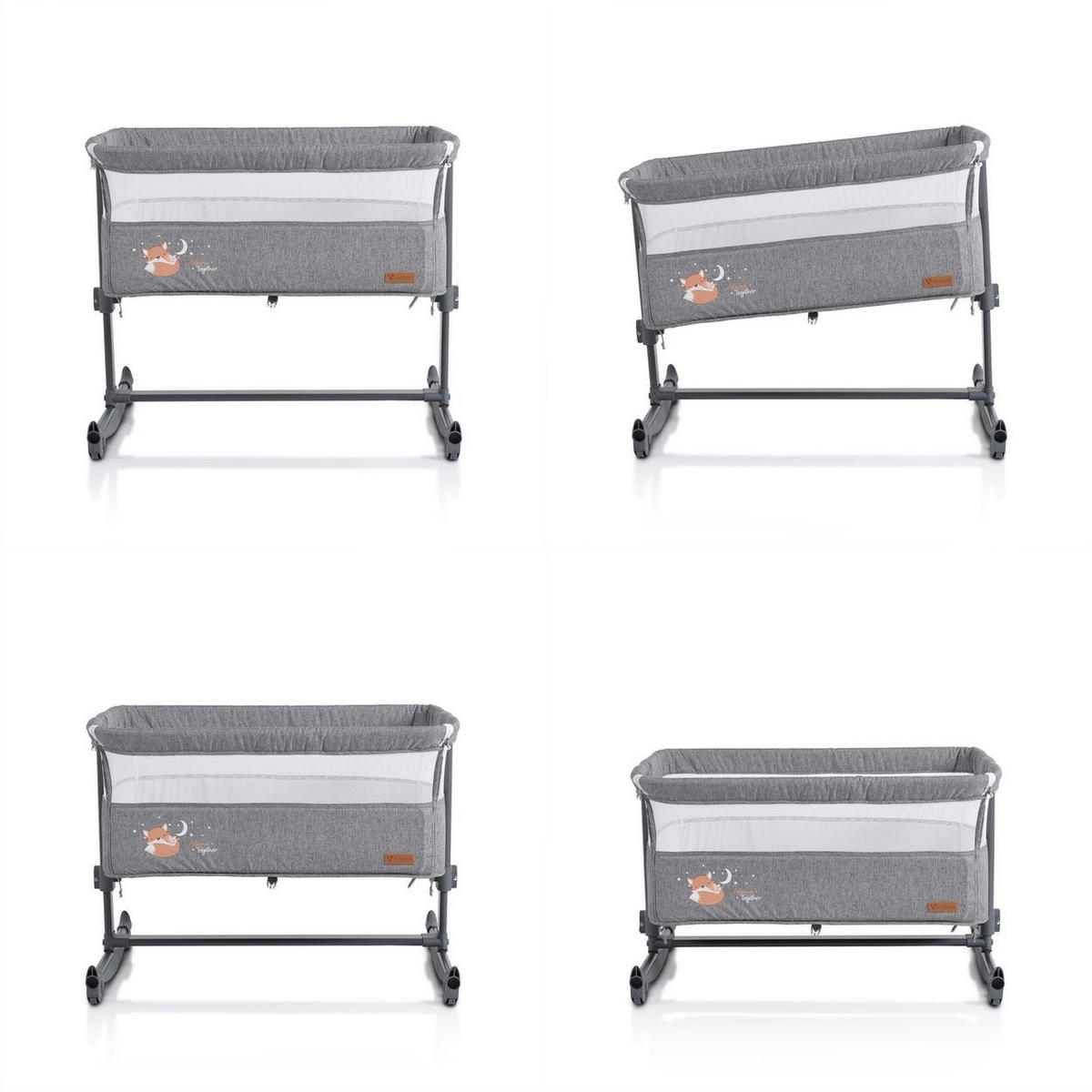 BEISTELLBETT Always Together hellgrau 82 x 50 cm, Schaukelfunktion, 5-fach verstellbar, 30° Neigung - Grau, Metall (50/82cm) - Cangaroo