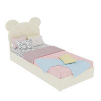 KINDERBETT 90/200 cm in Beige mit Bettkasten Stoff Cartoon-Design - Beige, Holzwerkstoff/Textil (90/200cm) - STILVORA