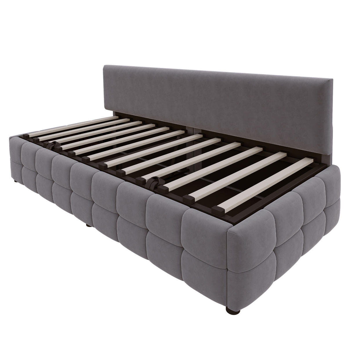 POLSTERBETT Schlafsofa aus Samt 90x200 cm Grau mit hydraulischem Stauraum - Grau, Textil (90/200cm) - IVMEU
