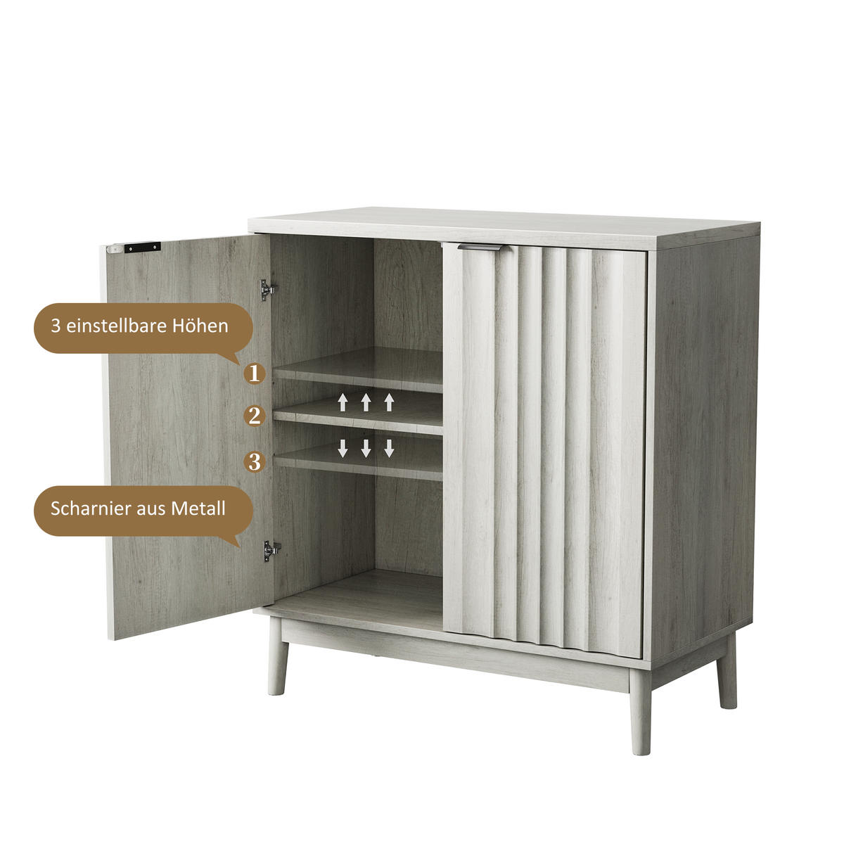 KOMMODE Grau 80/39.80/85.80 cm - Grau, Holzwerkstoff (39.8/85.8/80cm) - Urban Meuble