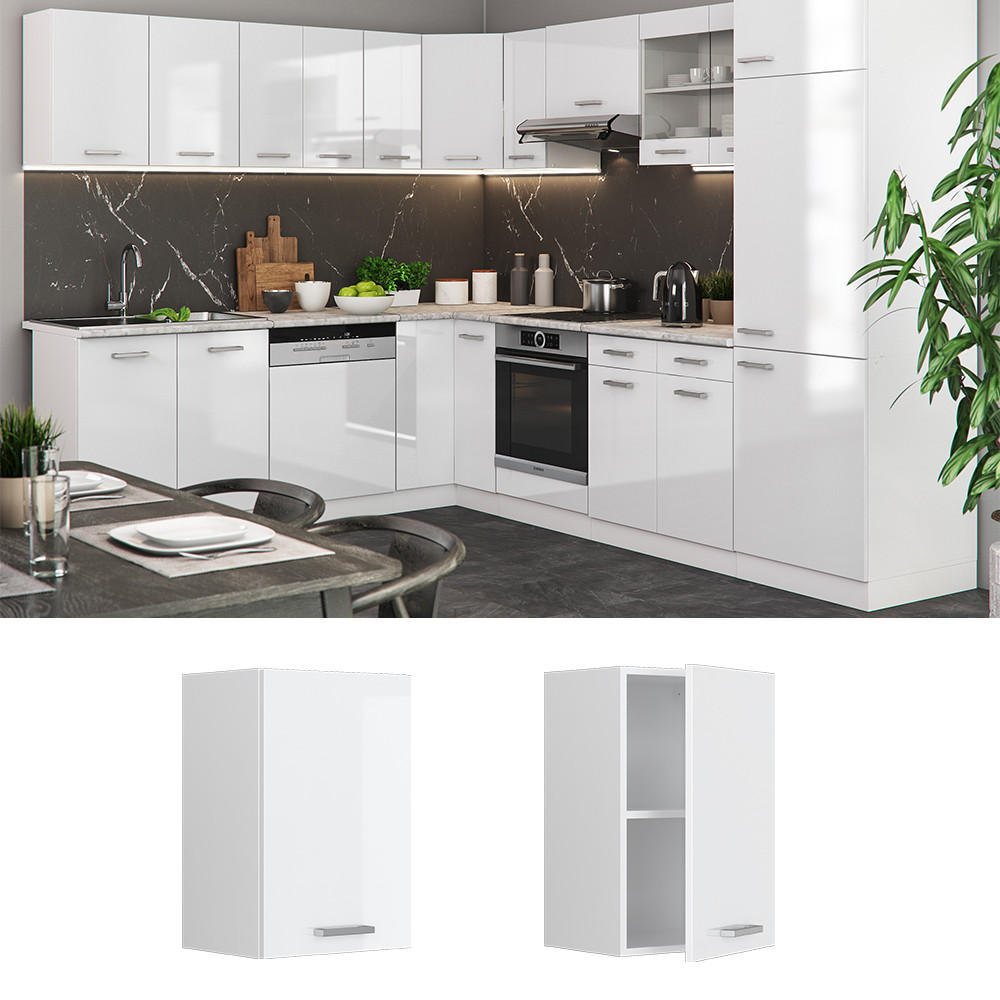 HÄNGESCHRANK R-Line Weiß Hochglanz 40 cm - Weiß Hochglanz/Weiß, Holzwerkstoff (40/60/31cm) - Vicco