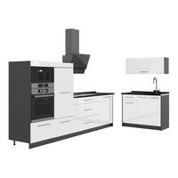 KÖK Fame-Line, Vit högblank/antracit, 380 cm, AP Antracit - Antracit/Vit högglans, Träbaserade material (380/153.6/60cm) - Vicco