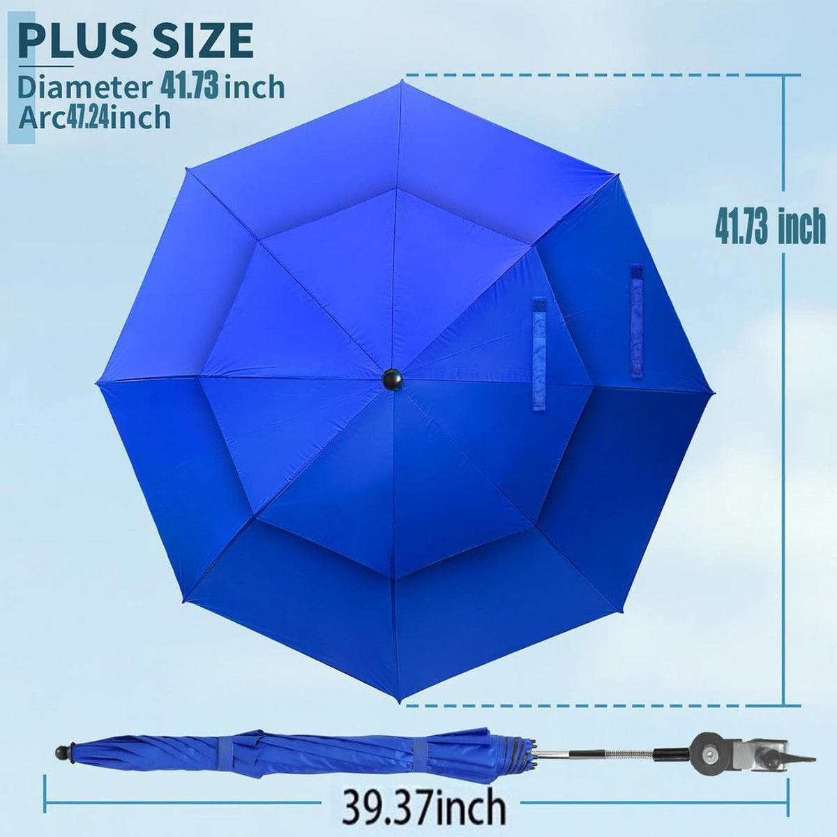SONNENSCHIRM, Tiefblau + Hellblau, UPF 100+, Schirmdurchmesser: 41,73 Zoll - Blau, Kunststoff (106/106cm) - Authentics