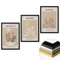 WANDBILDER 3er-Set - 40x60 cm Schwarzer Rahmen - Pflanzenmotive beige braun - Schwarz, Kunststoff (40/60cm) - ArtPrintCave