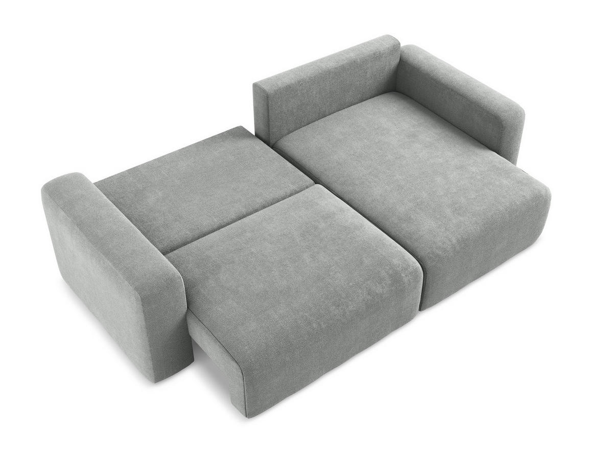 ECKSOFA mit Schlaffunktion rechts Chenille Stoff Grau - Blau/Schwarz, Kunststoff/Textil (244/149cm) - Makamii