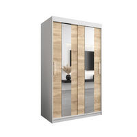 SCHWEBETÜRENSCHRANK 200/120/62 2-türig - Silberfarben/Weiß, Holz/Kunststoff (120/200/62cm) - Abiks Möbel