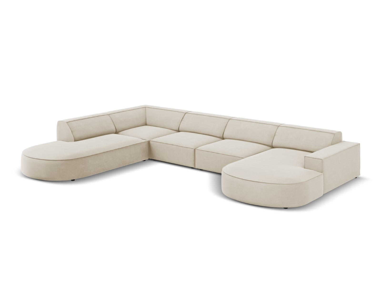 PANORAMASOFA links Jodie aus Samt dunkelbeige 7 Sitzplätze - Mokka, Textil (262/70/364cm) - Micadoni