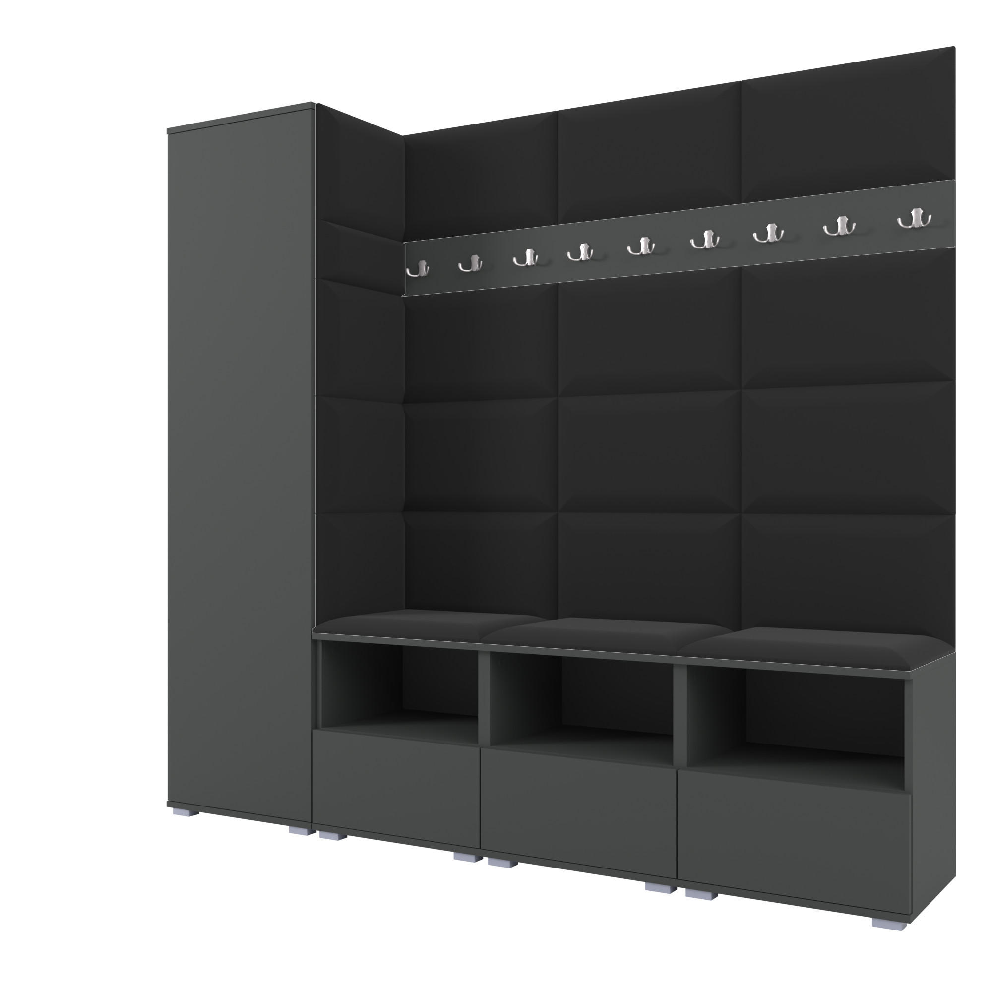 Ravio Garderobe Graphit, Schwarz 200x187x40 cm
