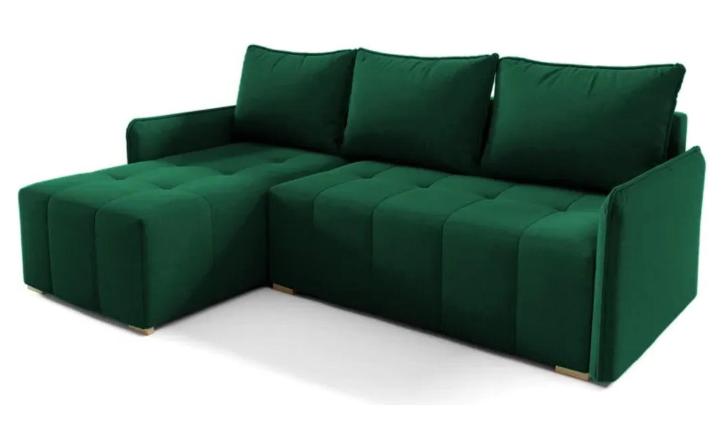 ECKSOFA GREND, L-Form mit Schlaffunktion und Bettkasten, Grün, links, Veloursstoff - Grün, Textil (210/140cm) - Sepro Meble