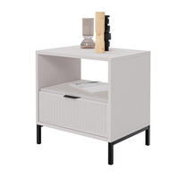 NACHTTISCH mit Schublade 55cm, Beige - Kaschmir/Schwarz, Holzwerkstoff/Metall (54.4/55.1/40.6cm) - Idohome