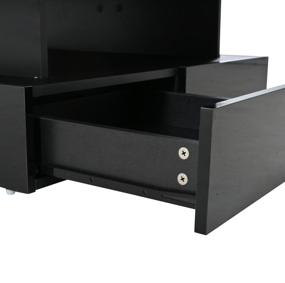 KONFERENČNÍ stolek 80/80/45 cm černý, s výklopnou deskou, LED a 2 zásuvkami - černá, kompozitní dřevo (80/80/45cm) - BEAOK