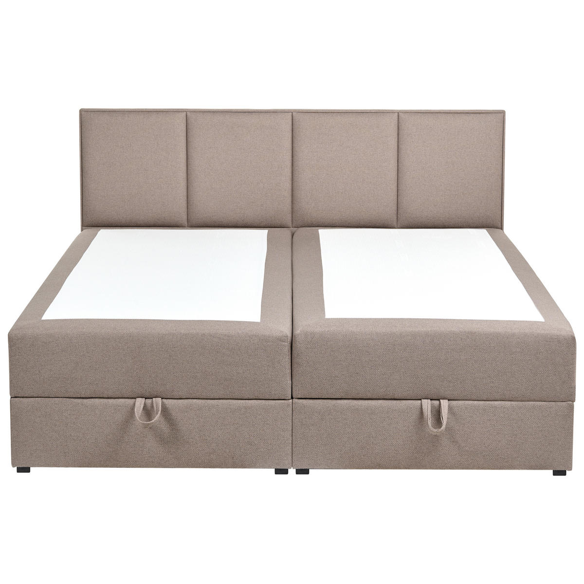 BOXSPRINGBETT mit Stauraum 160/200 cm Stoff Taupe Baronet - Taupe, Textil (160/200cm) - Beliani