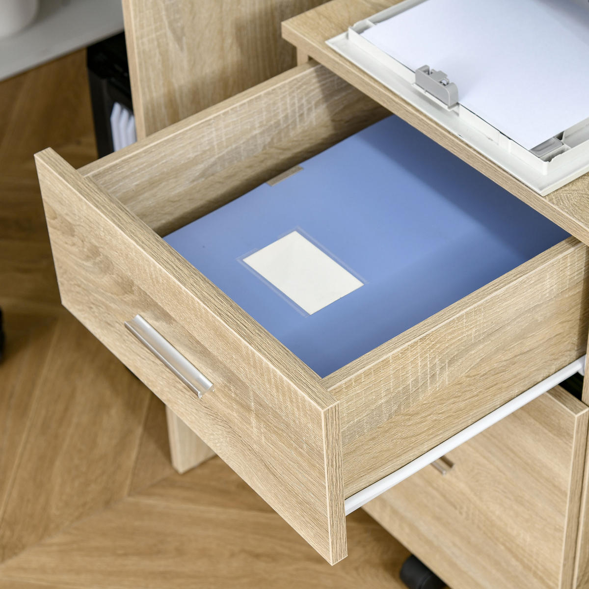 ROLLCONTAINER DE-14406 2 Schubladen, 5 Rollen Eiche - Eichefarben, Holzwerkstoff (39/58.5/39.5cm) - ComfortXL