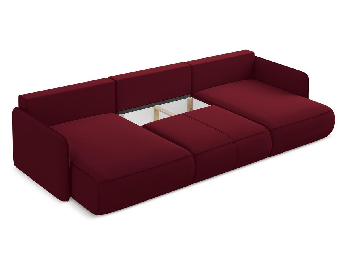 WOHNLANDSCHAFT Samt Stoff Rot - Bordeaux/Rot, Kunststoff/Textil (290/86/148cm) - Makamii