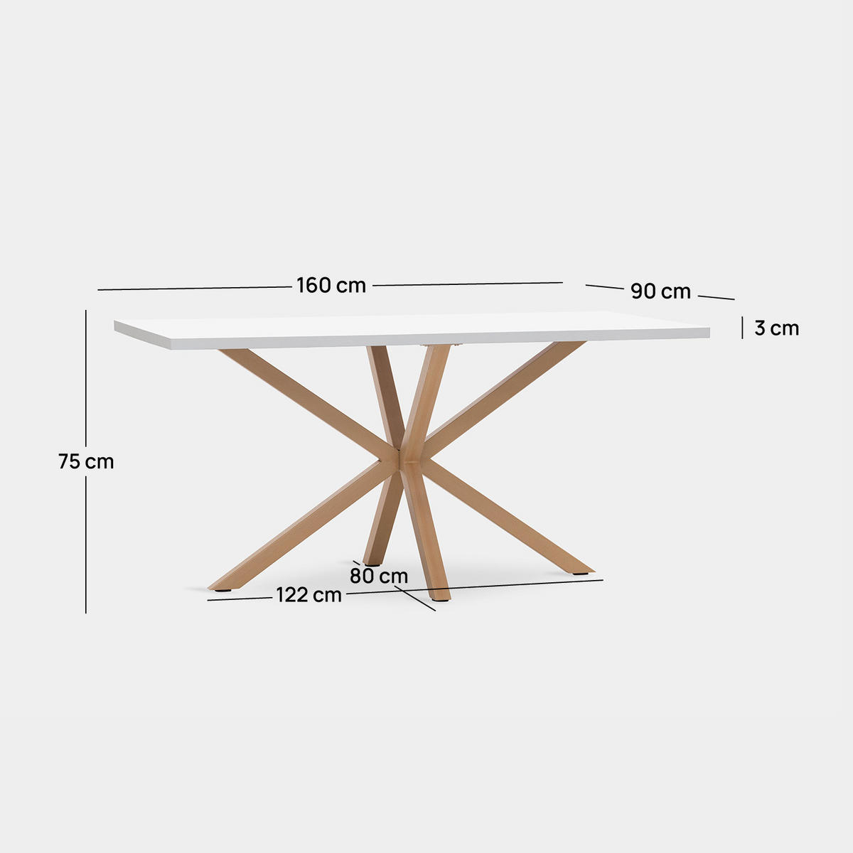ESSTISCH Aras Weiß 160 cm x 75 cm - Weiß, Holzwerkstoff (90/160/75cm) - Klast Home