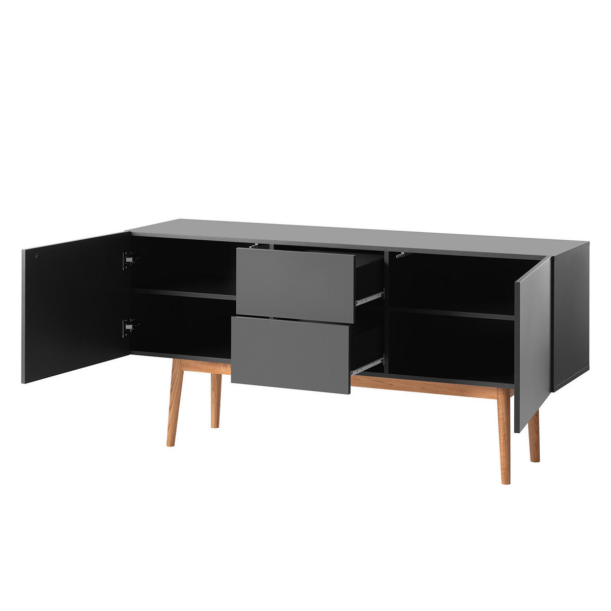 SIDEBOARD - Breite 150 cm - Eichefarben/Grau, Holzwerkstoff (150/72/40cm) - home24