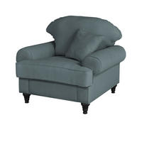 SESSEL grau Landhaus, Loungesessel 110 cm - Braun/Grau, Holz/Textil (110/95/100cm) - Furn.Design