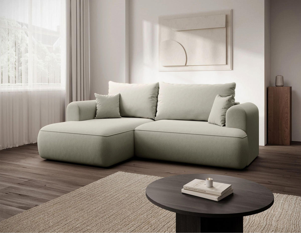 ROHOVÁ rozkládací pohovka Ovo Mini světle béžová, sametový potah Easy-Clean - černá/ecru, textil/plast (238/156cm) - Selsey
