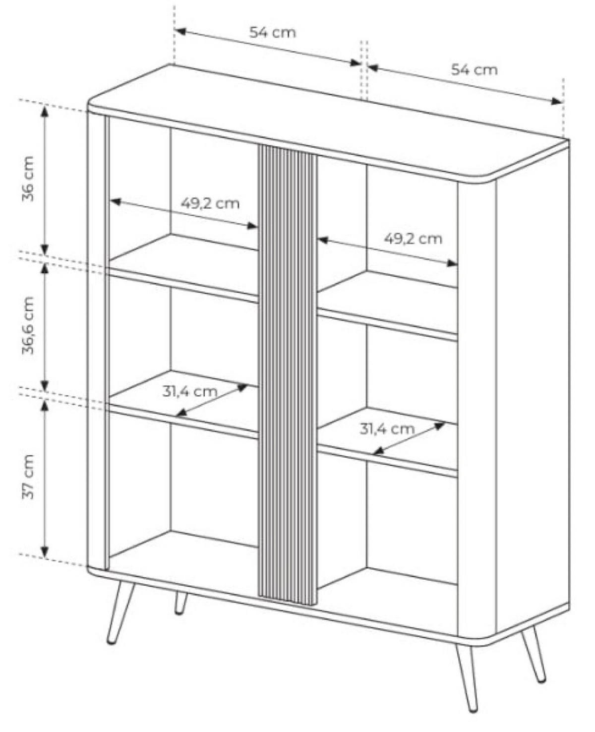 KOMMODE Hoch ERIS Mit Hohen Beinen Und Rillen - Braun, Holzwerkstoff (113.2/134.2/38cm) - Sepro Meble