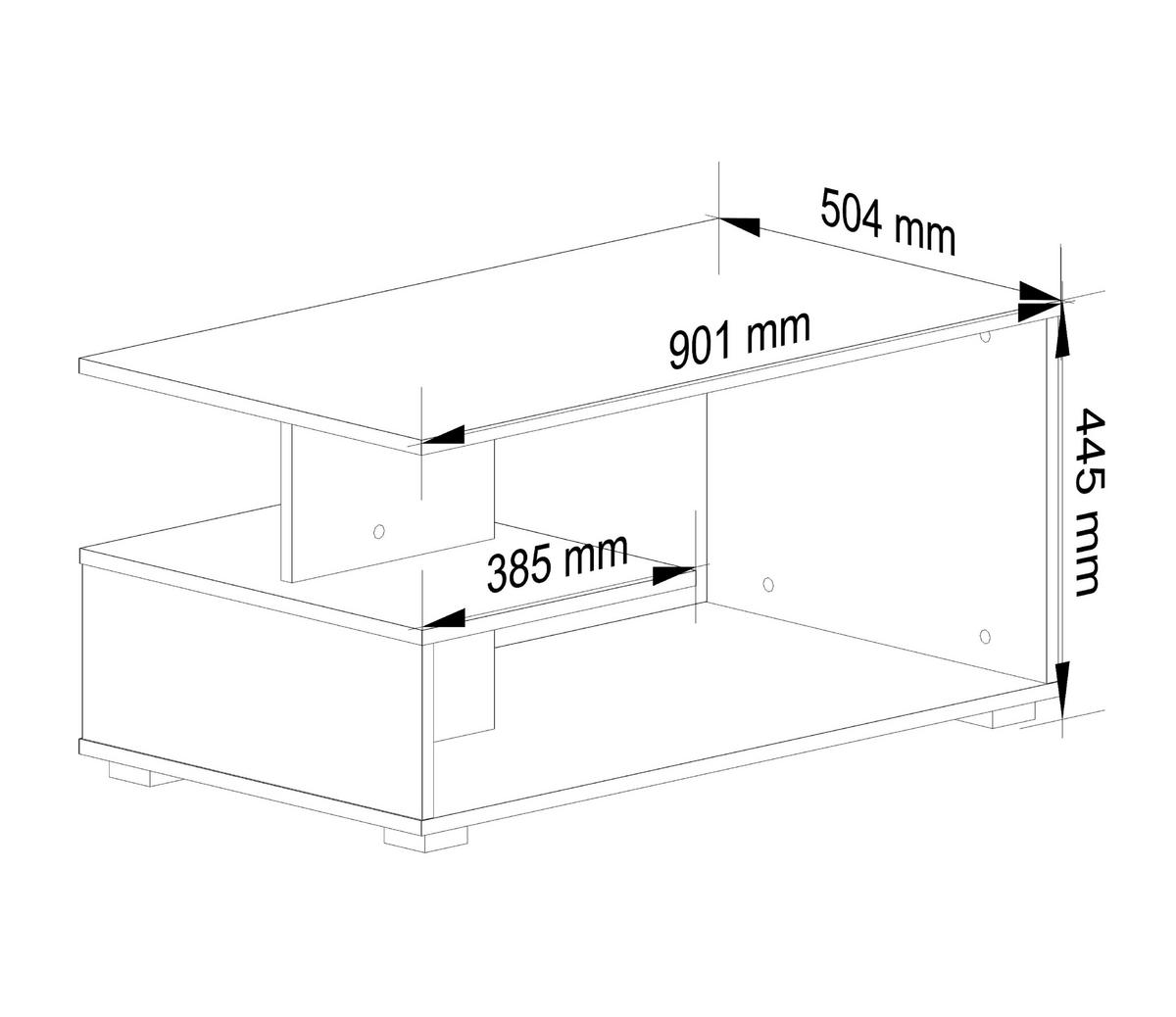 COUCHTISCH Rechteckig Weiß 90/44/50 cm - Weiß, Holzwerkstoff (50/90/44cm) - designimpex