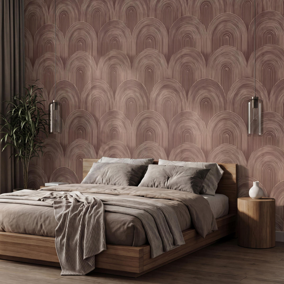 TAPETE - Rhythmic - Aufschlag - Braun - 450x300 cm - Dunkelbraun, Papier (450/300cm) - OnlyWow