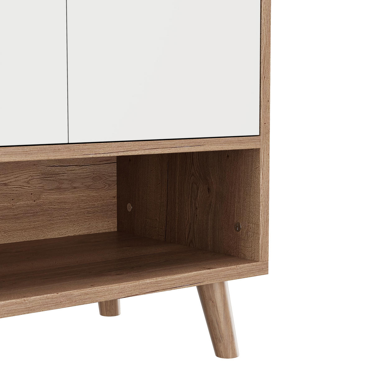 SIDEBOARD in Schwarz Schuhschrank mit 4 Türen und 1 Schubladen für Esszimmer, Wohnzimmer oder Küche, B120/T35/H99cm - Weiß/Naturfarben, Holzwerkstoff/Metall (120/99/35cm) - STILVORA