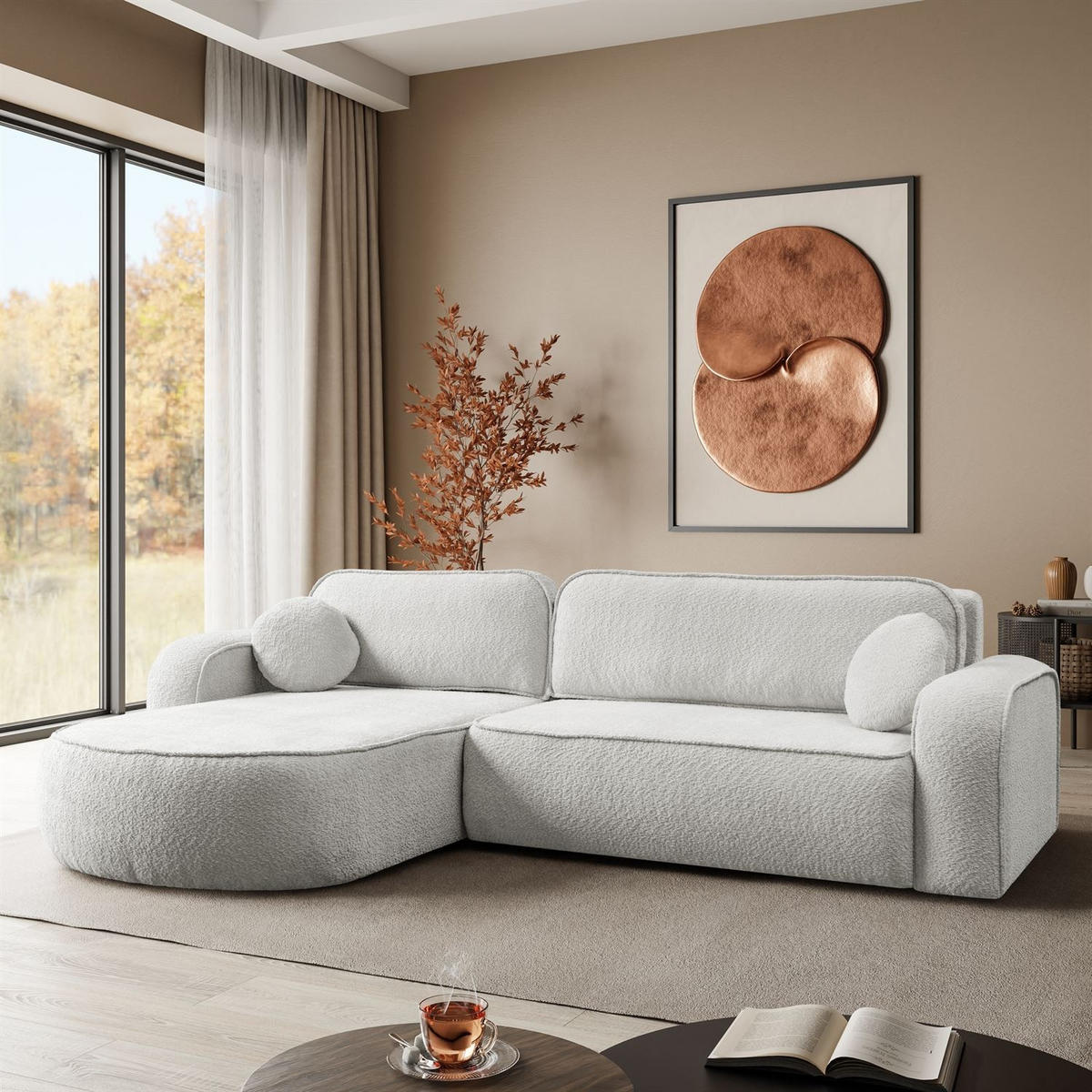 ECKCOUCH VENUS II mit Bettkasten, Coral 70 - Weiß, Textil (275/178cm) - Lookway