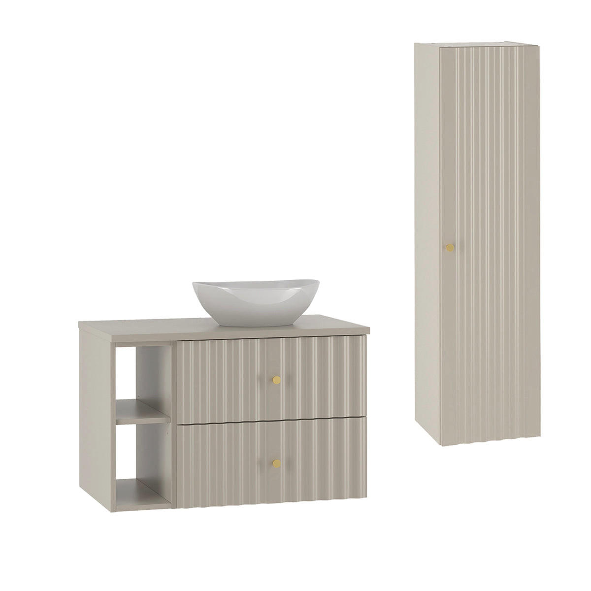 BADMÖBEL 80.6cm Izae 2er-Set Kaschmir - Beige, Holzwerkstoff (80.6/52.2/46.5cm) - Petits-meubles
