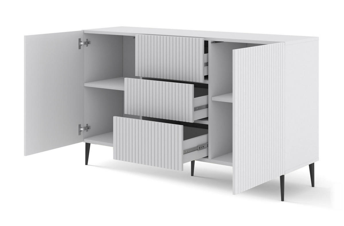 SIDEBOARD WEIß - Schwarz/Weiß, Holzwerkstoff (150/87/42cm) - FURNLUX