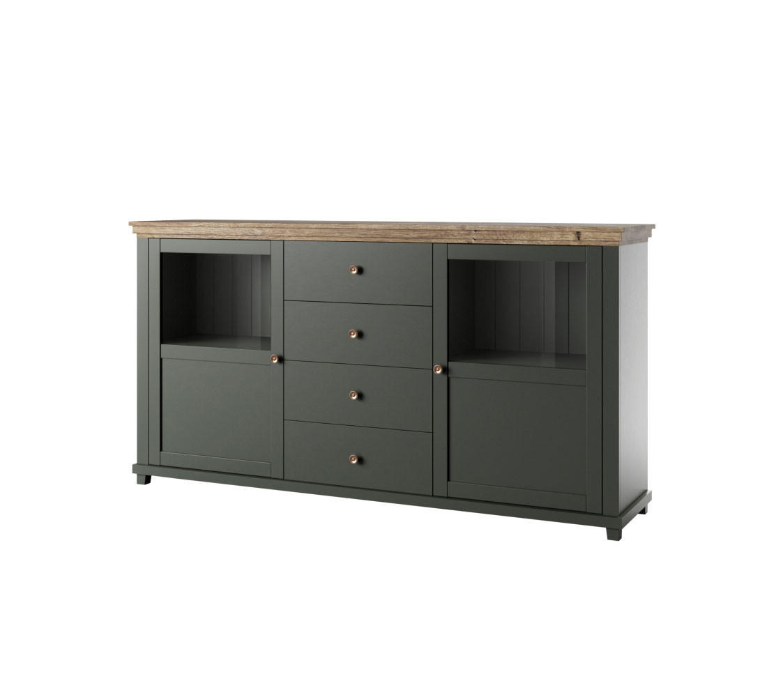 SIDEBOARD Elda Grün / Eiche Lefkas 181 / 42 / 93 cm - Grün, Holz/Holzwerkstoff (181/93/42cm) - Feldmann-Wohnen