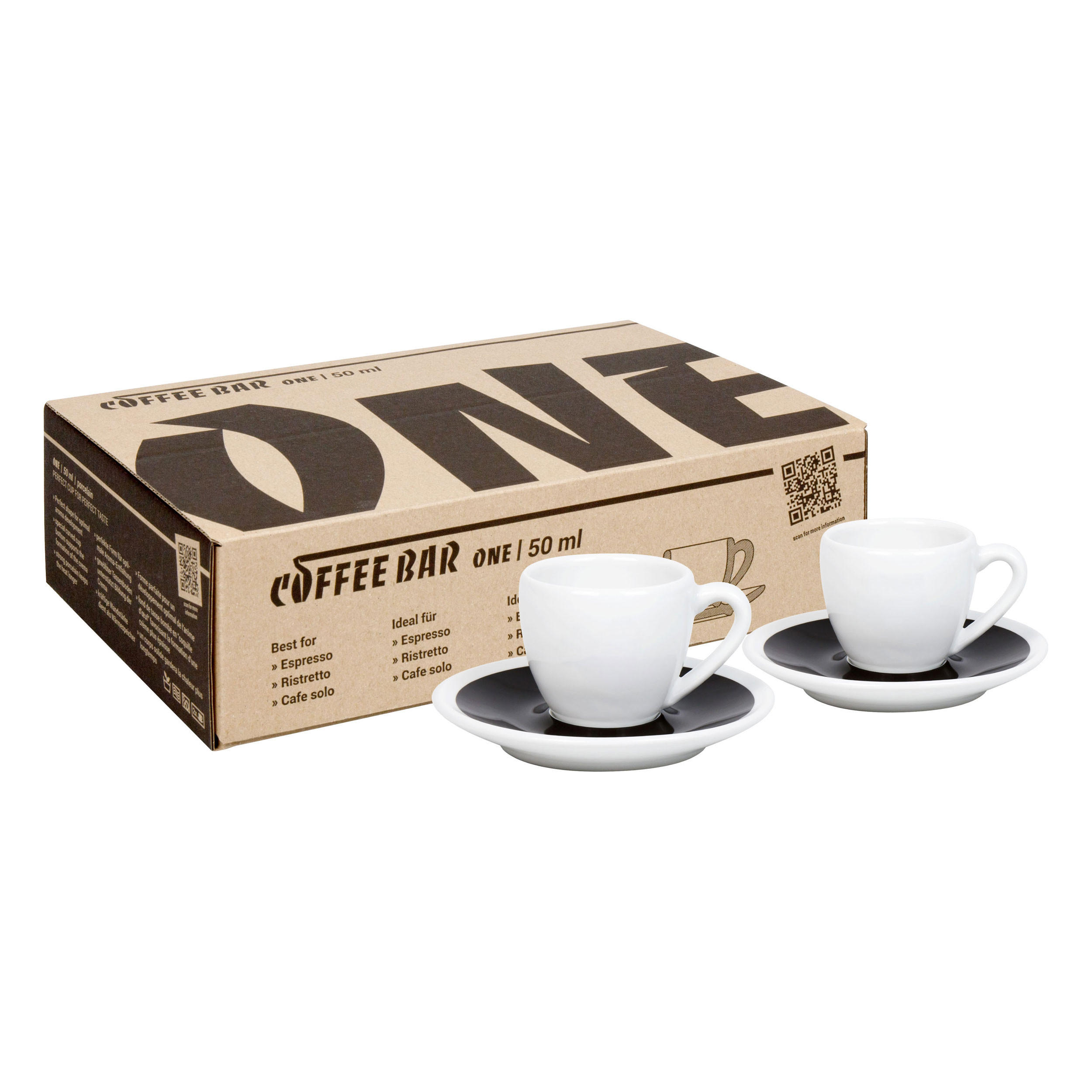 ESPRESSOTASSEN 2er Set Coffee Bar One - Black & White - Naturfarben, Keramik (0.05L) - Könitz