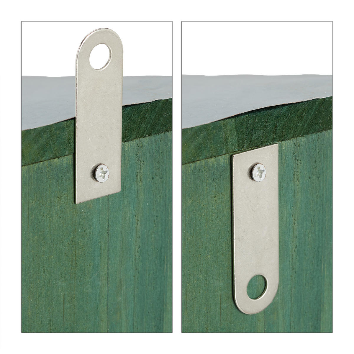 EICHHÖRNCHEN Futterhaus - Dunkelgrün, Holz/Metall (12/18/25cm) - Relaxdays