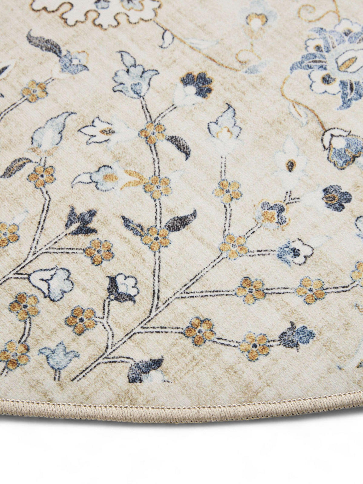 VINTAGE-TEPPICH George waschbar ø 160 cm rund - Beige, Kunststoff (160/160cm) - benuta