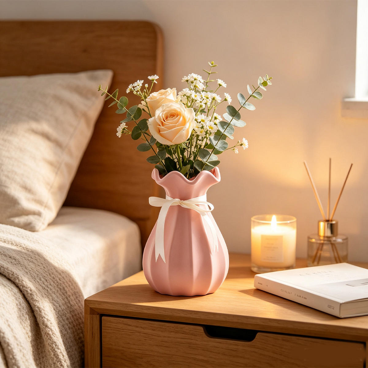 VASE 14 x 14 x 20,5 cm Keramik - Pink, Glas (20.5cm) - LIBRATON